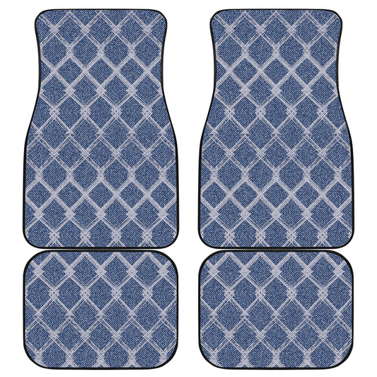 Geometric Denim Jeans Pattern Print Front and Back Car Floor Mats