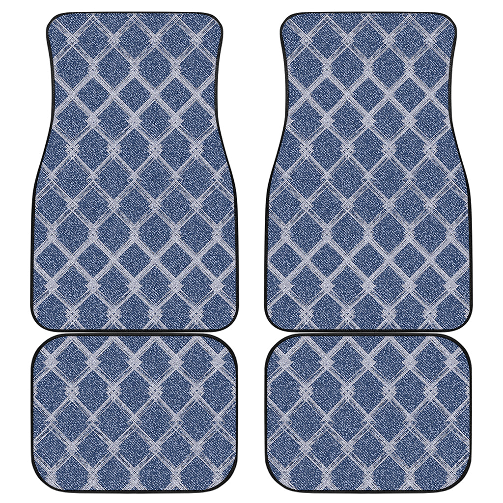 Geometric Denim Jeans Pattern Print Front and Back Car Floor Mats