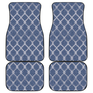 Geometric Denim Jeans Pattern Print Front and Back Car Floor Mats