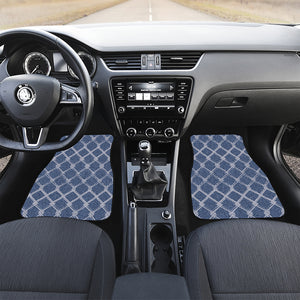 Geometric Denim Jeans Pattern Print Front and Back Car Floor Mats