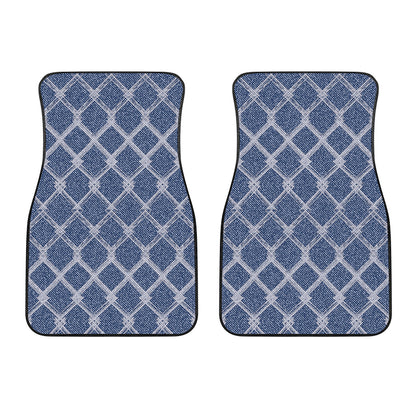 Geometric Denim Jeans Pattern Print Front Car Floor Mats