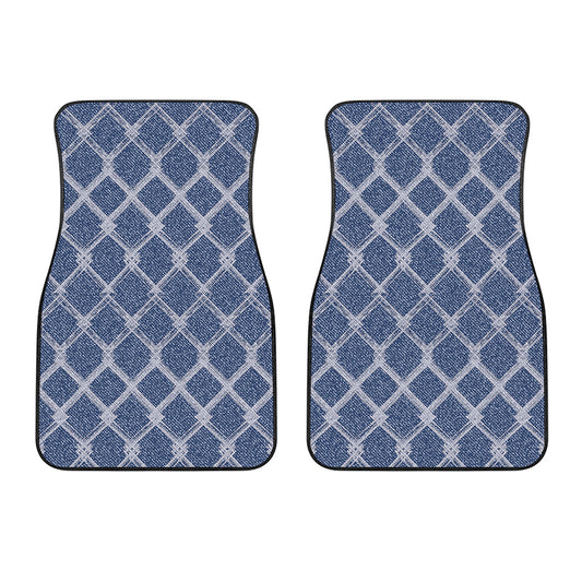 Geometric Denim Jeans Pattern Print Front Car Floor Mats