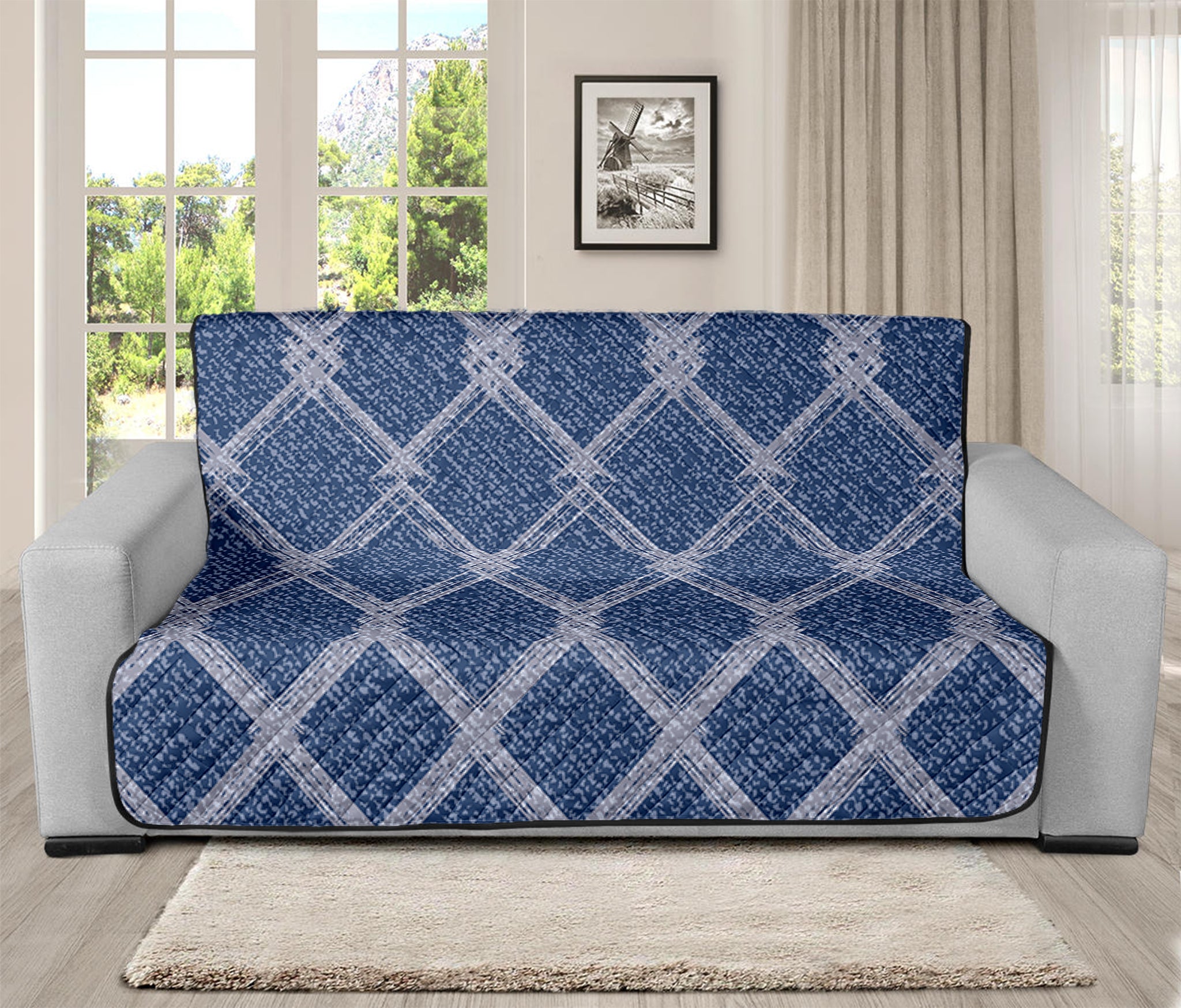 Geometric Denim Jeans Pattern Print Futon Protector