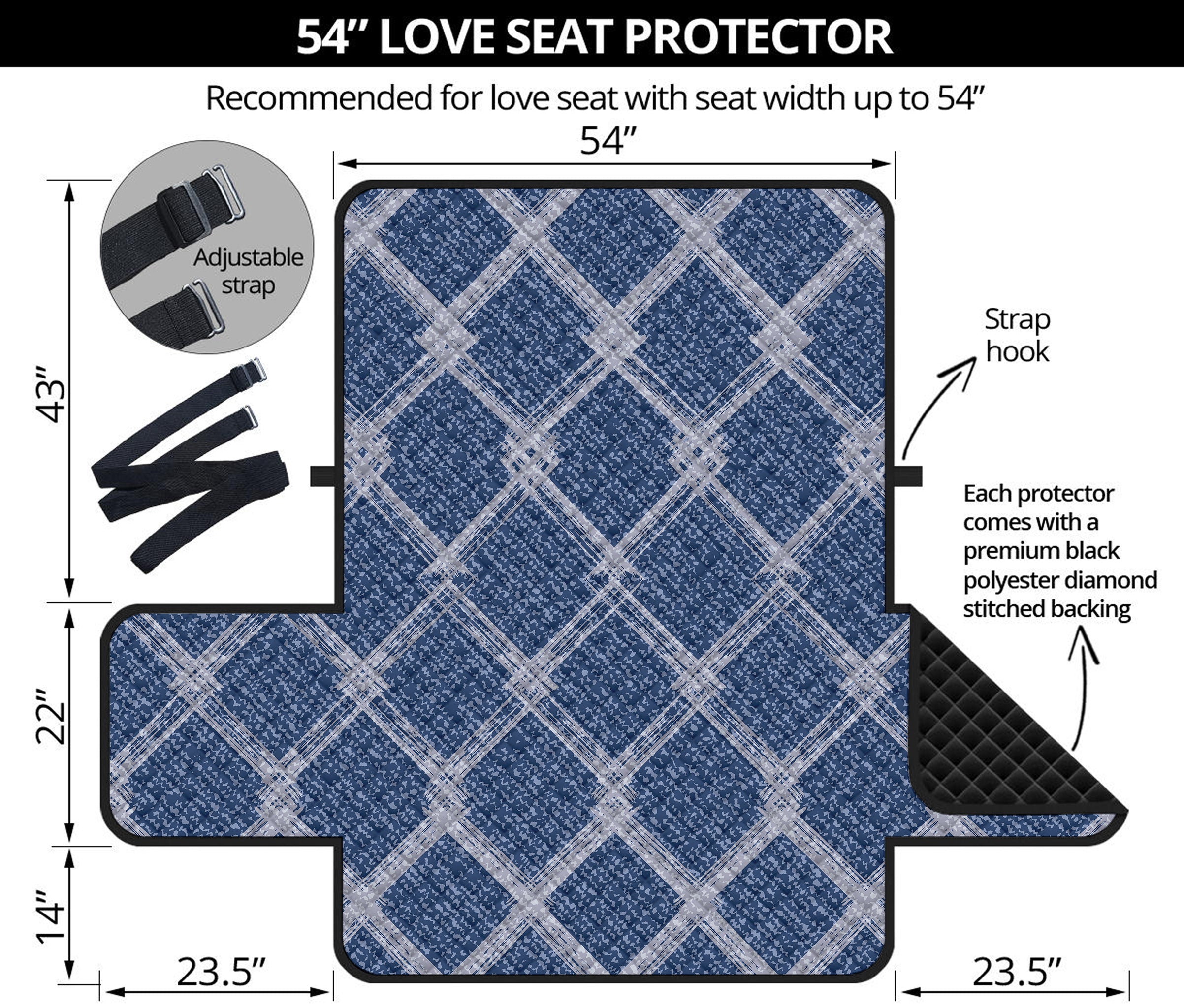 Geometric Denim Jeans Pattern Print Loveseat Protector