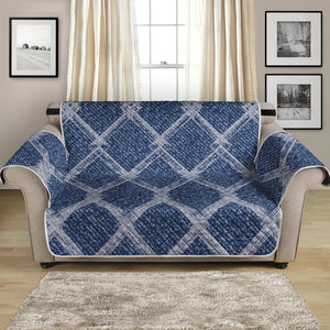 Geometric Denim Jeans Pattern Print Loveseat Protector