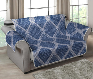 Geometric Denim Jeans Pattern Print Loveseat Protector