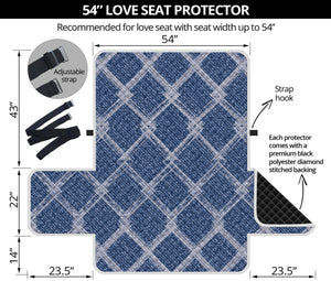 Geometric Denim Jeans Pattern Print Loveseat Protector