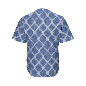 Geometric Denim Jeans Pattern Print Men's Baseball Jersey