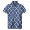 Geometric Denim Jeans Pattern Print Men's Short Sleeve Shirt