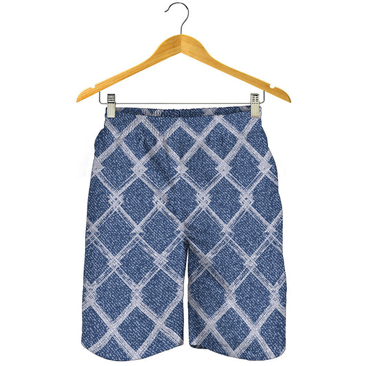 Geometric Denim Jeans Pattern Print Men's Shorts