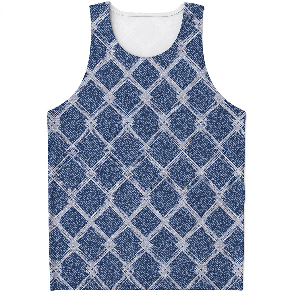 Geometric Denim Jeans Pattern Print Men's Tank Top