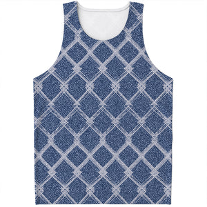 Geometric Denim Jeans Pattern Print Men's Tank Top