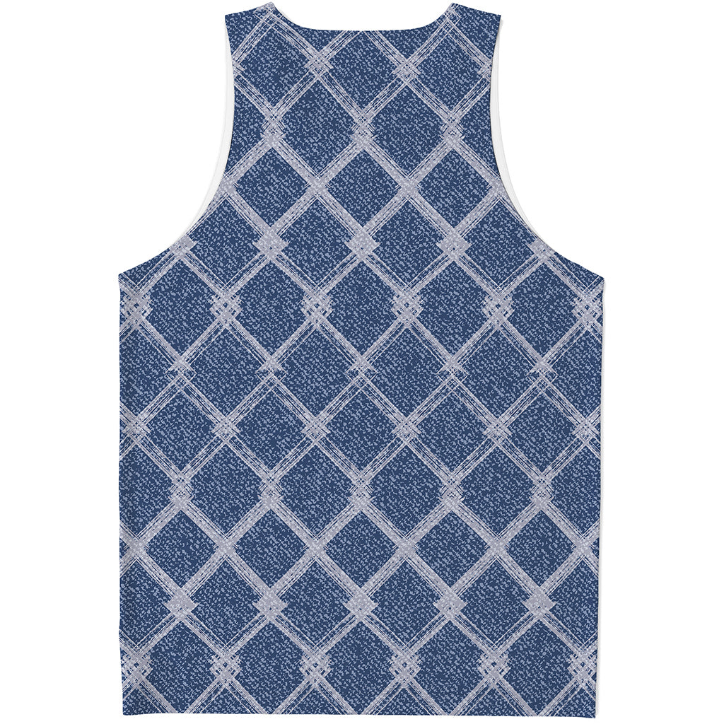 Geometric Denim Jeans Pattern Print Men's Tank Top