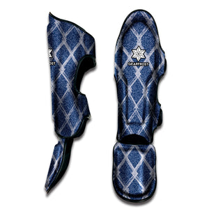 Geometric Denim Jeans Pattern Print Muay Thai Shin Guard