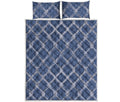 Geometric Denim Jeans Pattern Print Quilt Bed Set
