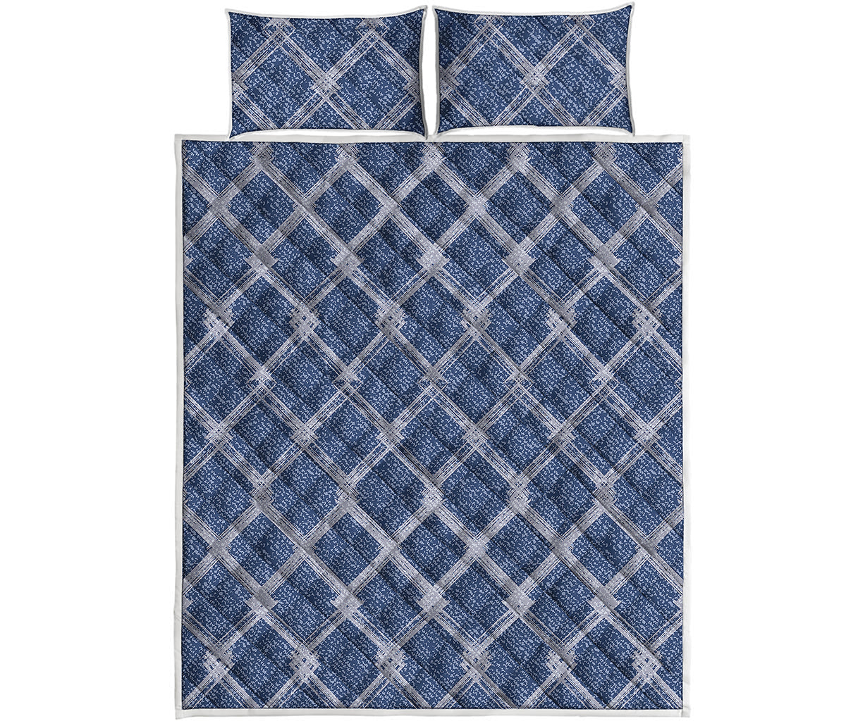 Geometric Denim Jeans Pattern Print Quilt Bed Set