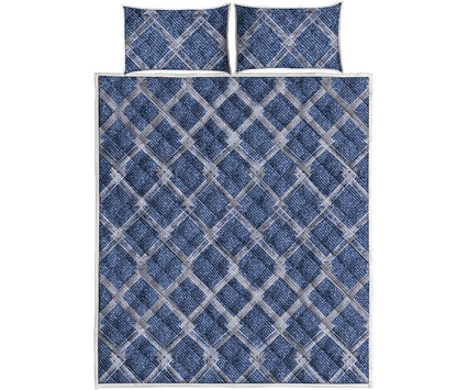 Geometric Denim Jeans Pattern Print Quilt Bed Set