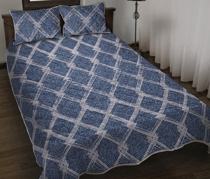 Geometric Denim Jeans Pattern Print Quilt Bed Set