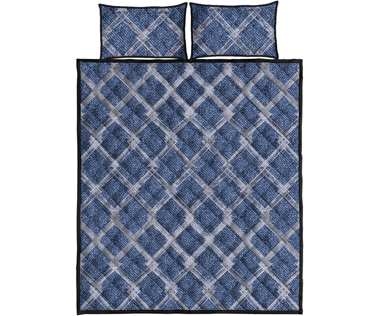 Geometric Denim Jeans Pattern Print Quilt Bed Set