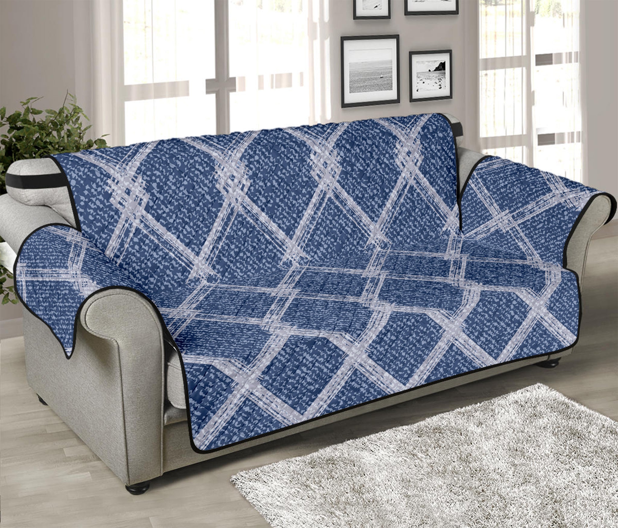 Geometric Denim Jeans Pattern Print Sofa Protector