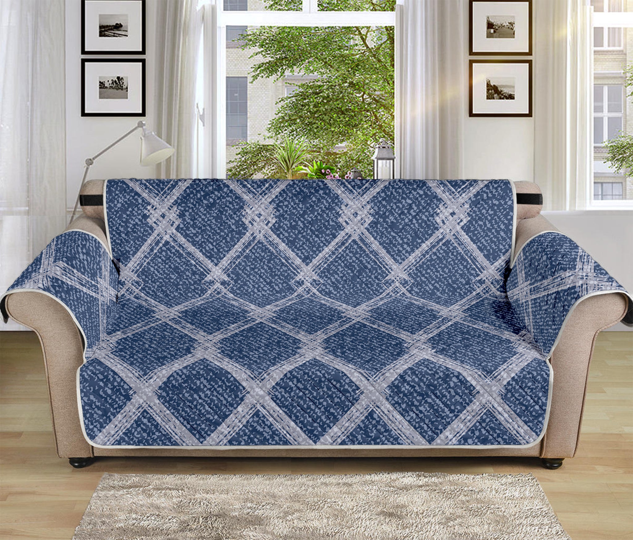 Geometric Denim Jeans Pattern Print Sofa Protector