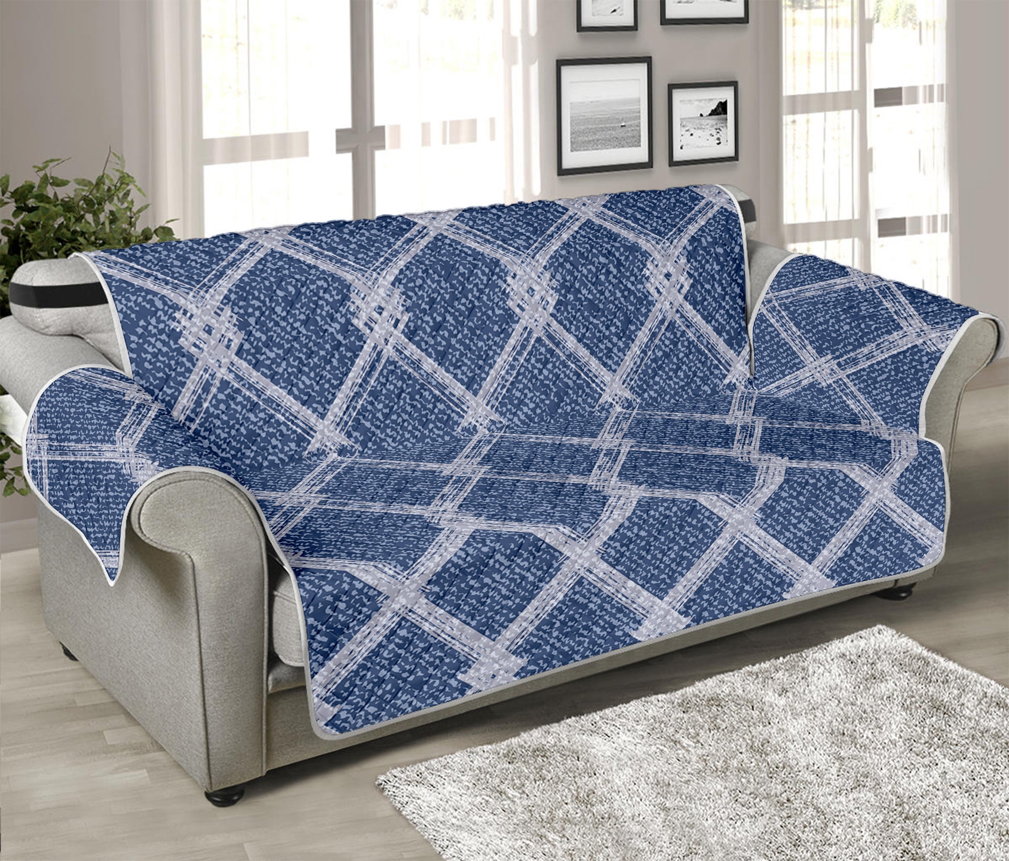 Geometric Denim Jeans Pattern Print Sofa Protector