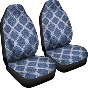 Geometric Denim Jeans Pattern Print Universal Fit Car Seat Covers