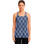 Geometric Denim Jeans Pattern Print Women's Racerback Tank Top