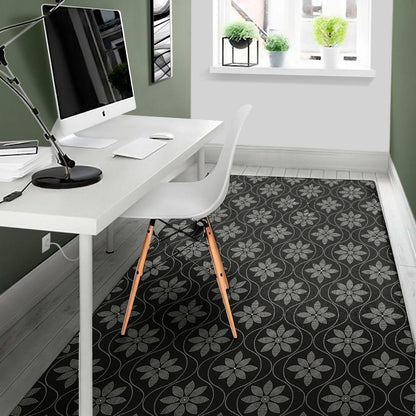 Geometric Dot Flower Pattern Print Area Rug