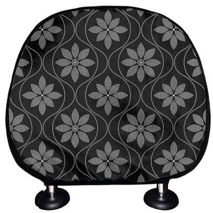 Geometric Dot Flower Pattern Print Car Headrest Covers