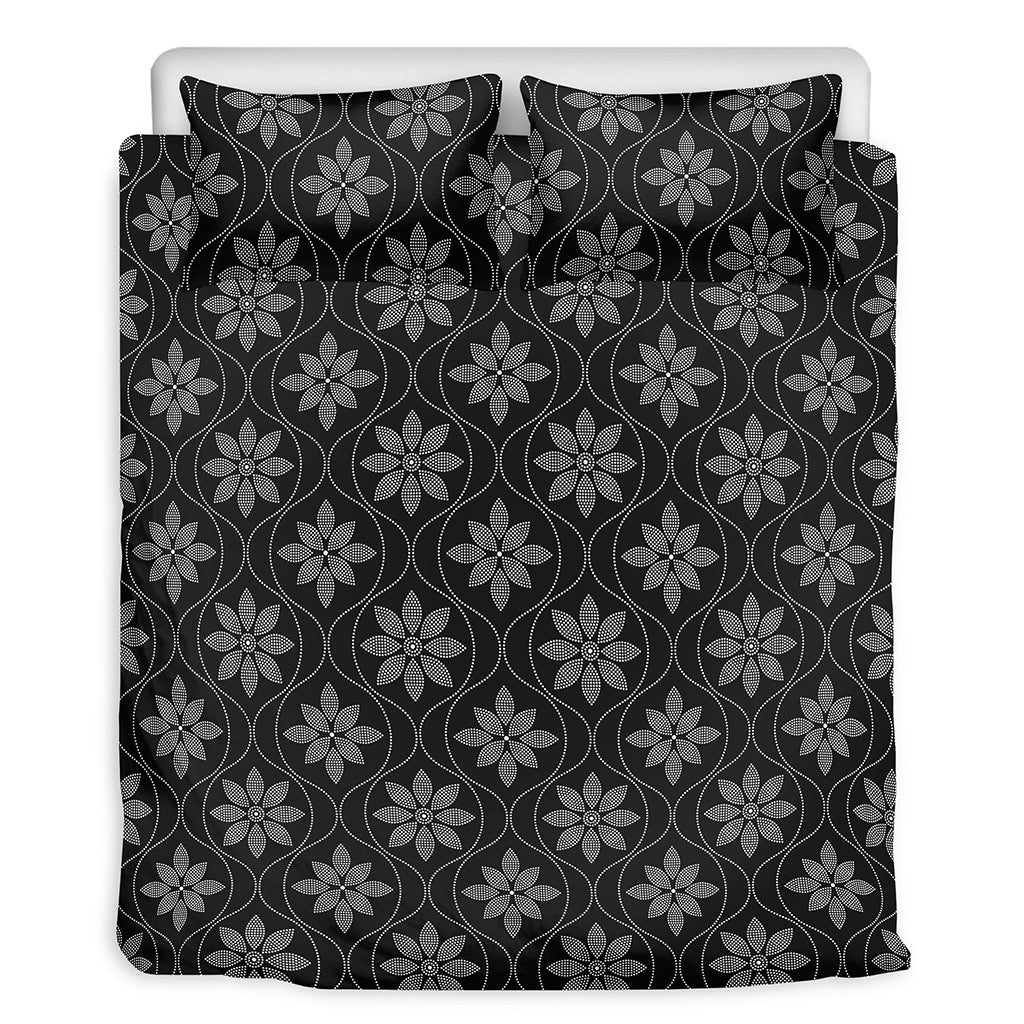 Geometric Dot Flower Pattern Print Duvet Cover Bedding Set