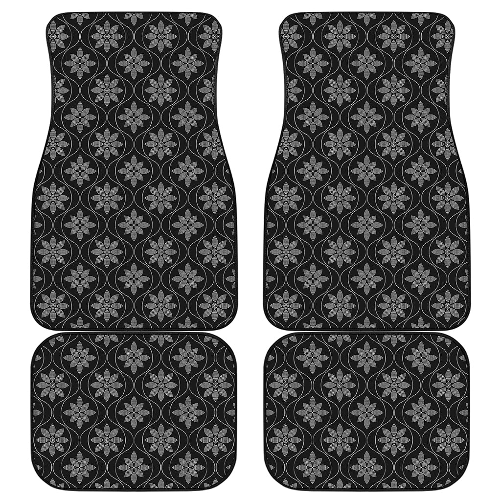 Geometric Dot Flower Pattern Print Front and Back Car Floor Mats