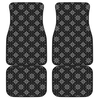 Geometric Dot Flower Pattern Print Front and Back Car Floor Mats