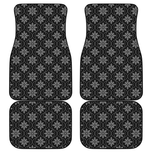 Geometric Dot Flower Pattern Print Front and Back Car Floor Mats