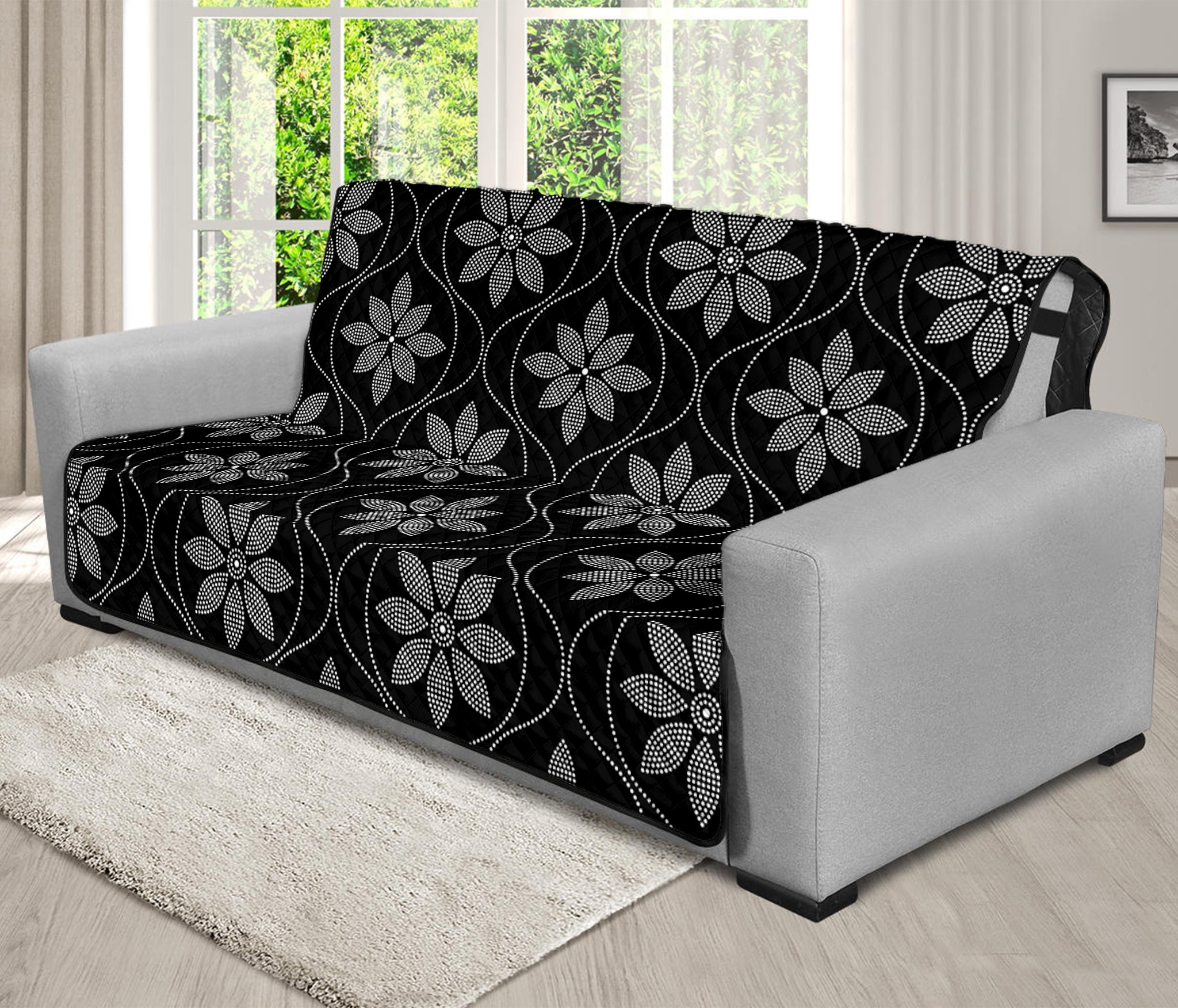 Geometric Dot Flower Pattern Print Futon Protector