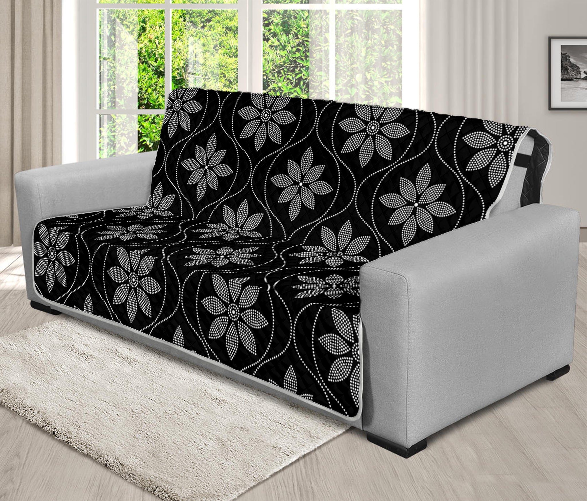 Geometric Dot Flower Pattern Print Futon Protector