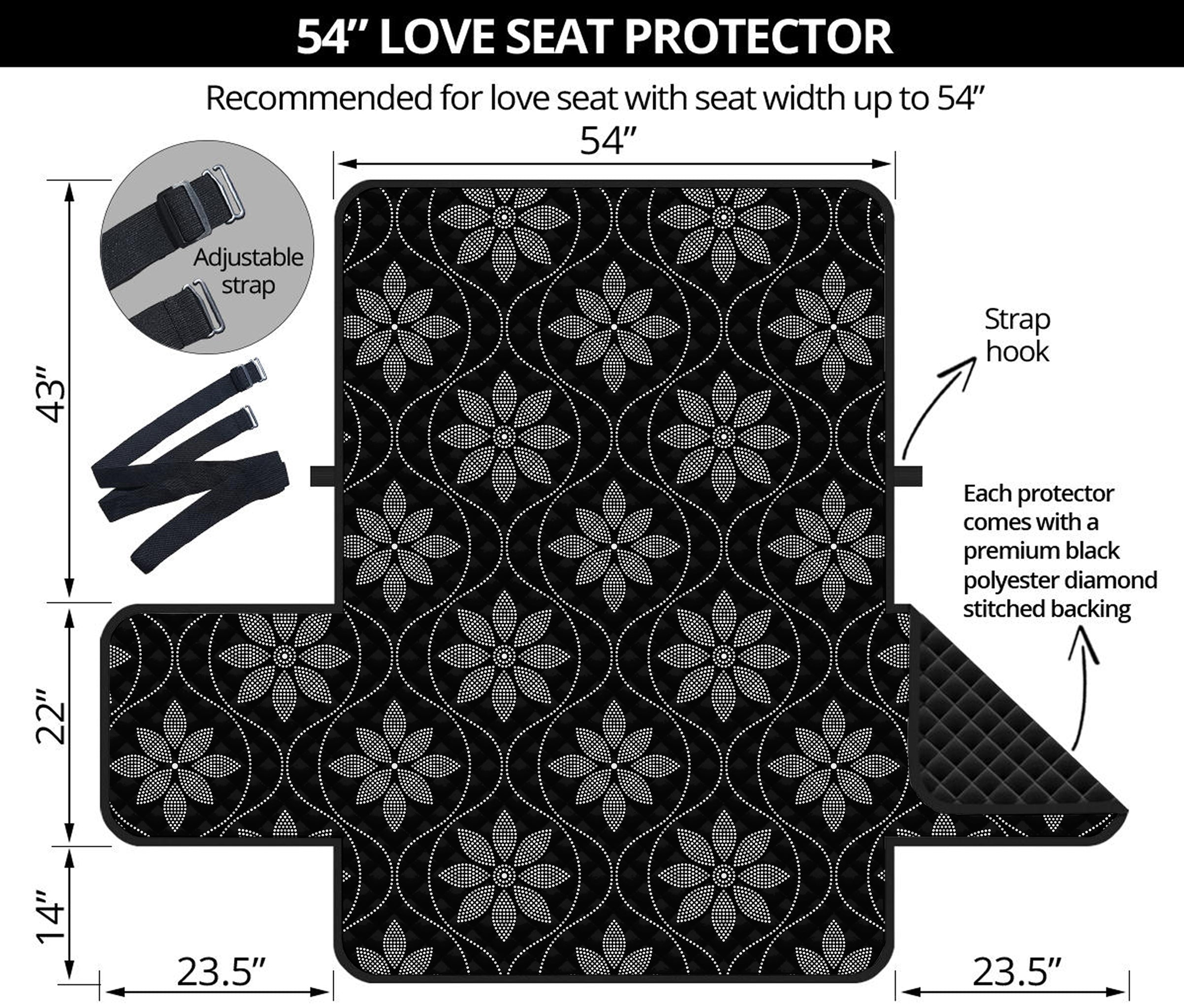 Geometric Dot Flower Pattern Print Loveseat Protector