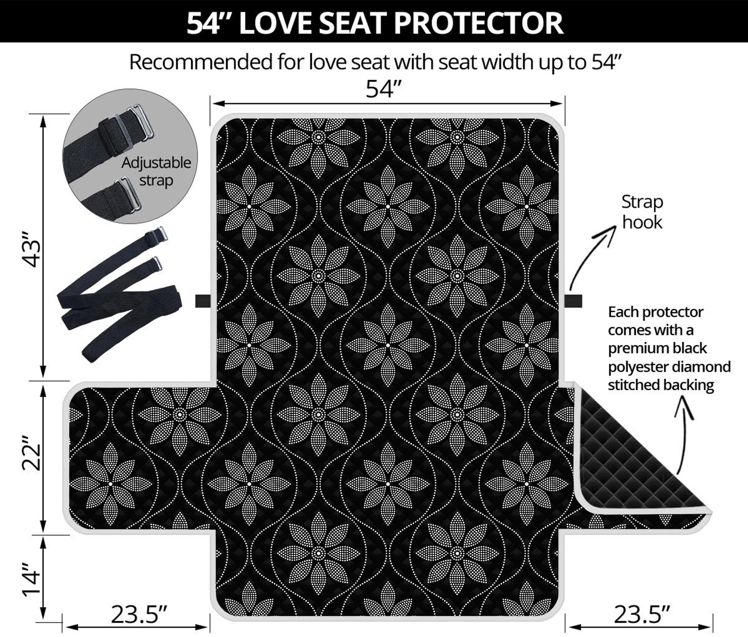 Geometric Dot Flower Pattern Print Loveseat Protector