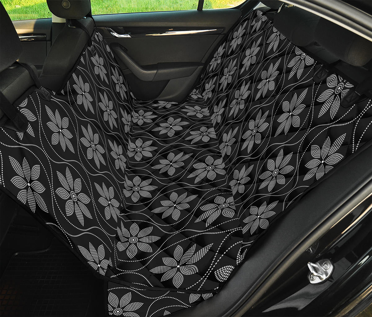 Geometric Dot Flower Pattern Print Pet Car Back Seat Cover