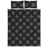 Geometric Dot Flower Pattern Print Quilt Bed Set