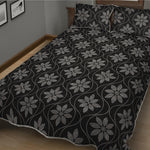 Geometric Dot Flower Pattern Print Quilt Bed Set