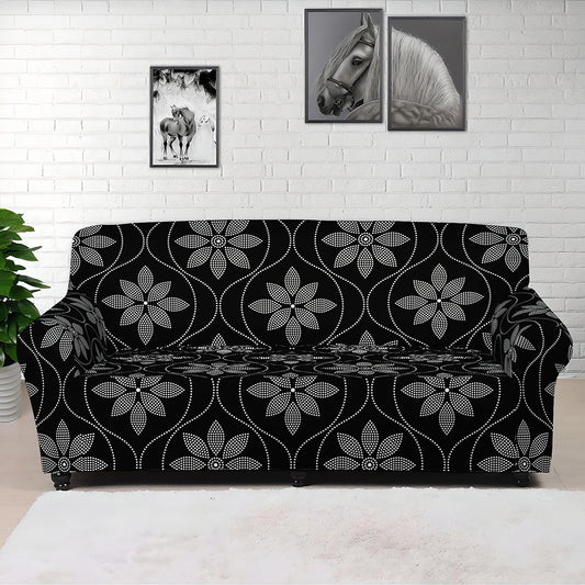 Geometric Dot Flower Pattern Print Sofa Cover