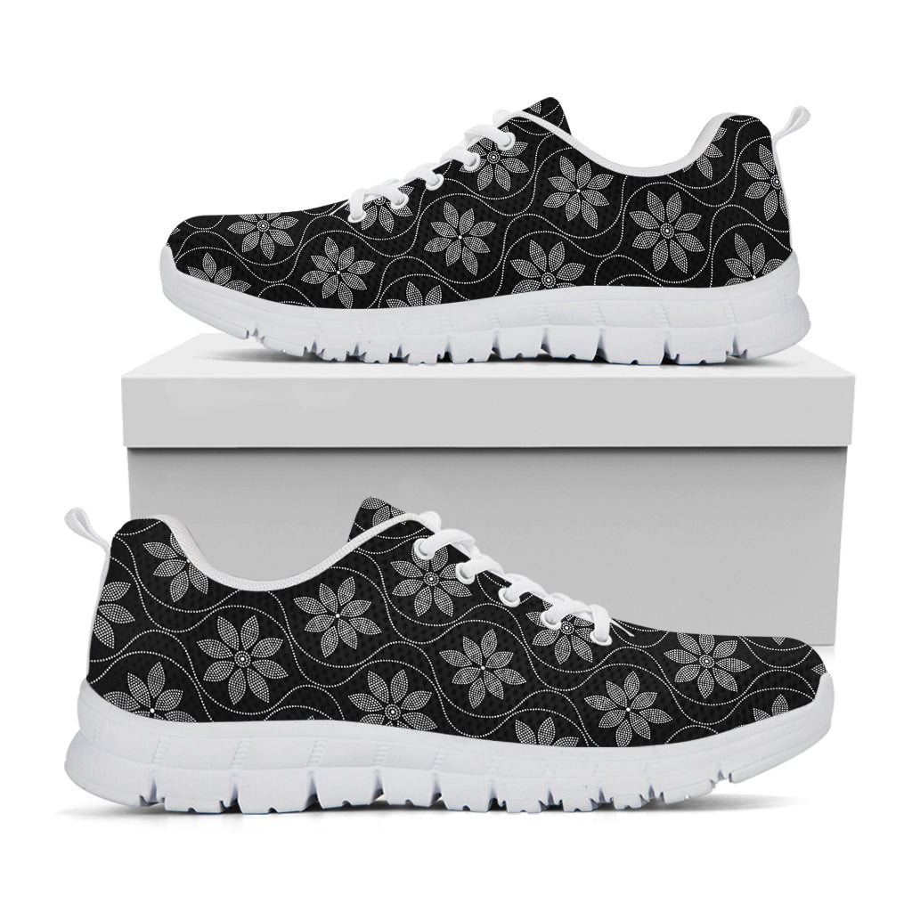 Geometric Dot Flower Pattern Print White Sneakers