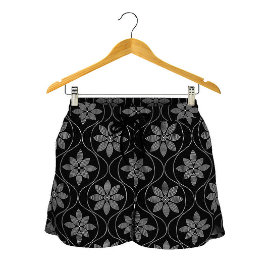Geometric Dot Flower Pattern Print Women's Shorts