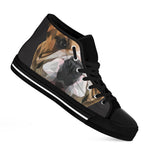 Geometric English Bulldog Print Black High Top Shoes