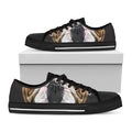 Geometric English Bulldog Print Black Low Top Sneakers