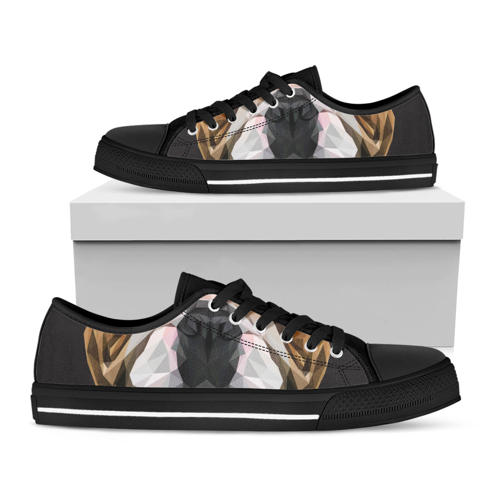 Geometric English Bulldog Print Black Low Top Shoes 
