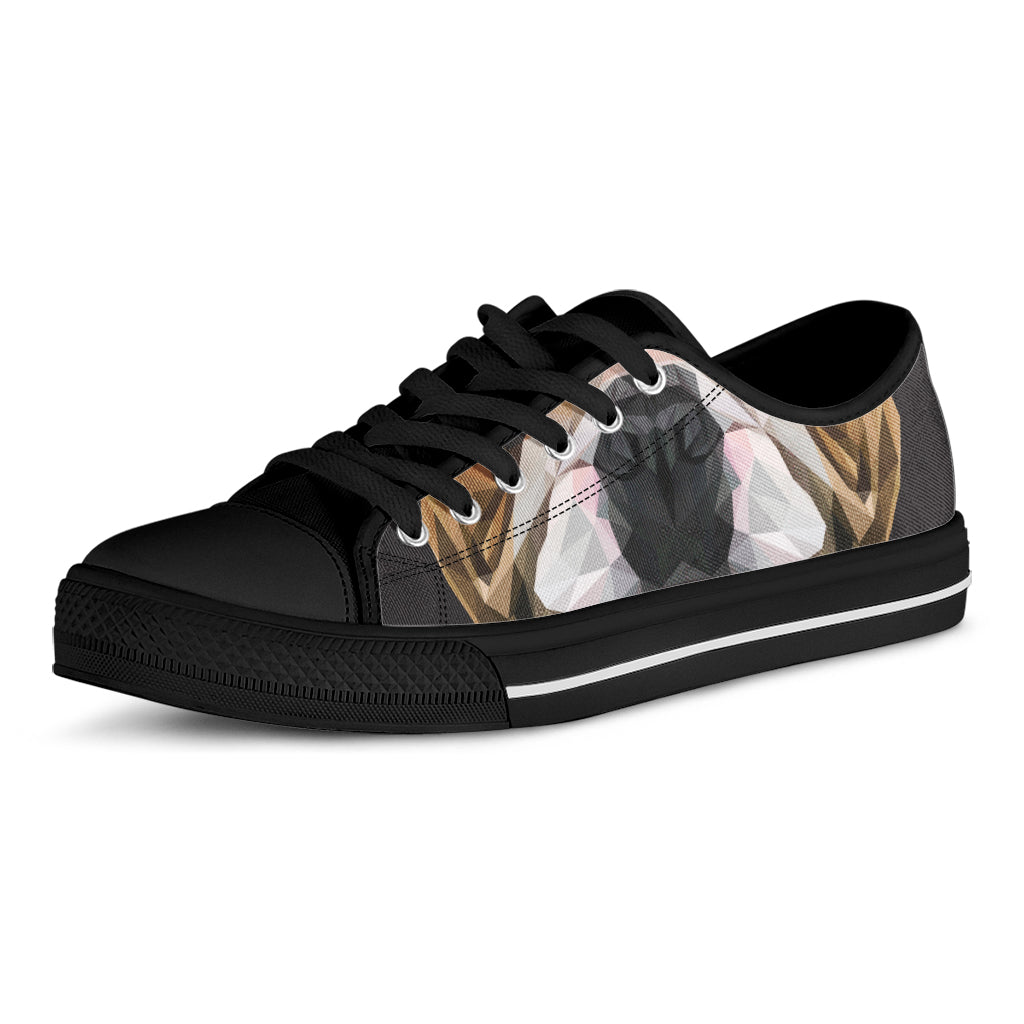 Geometric English Bulldog Print Black Low Top Shoes 