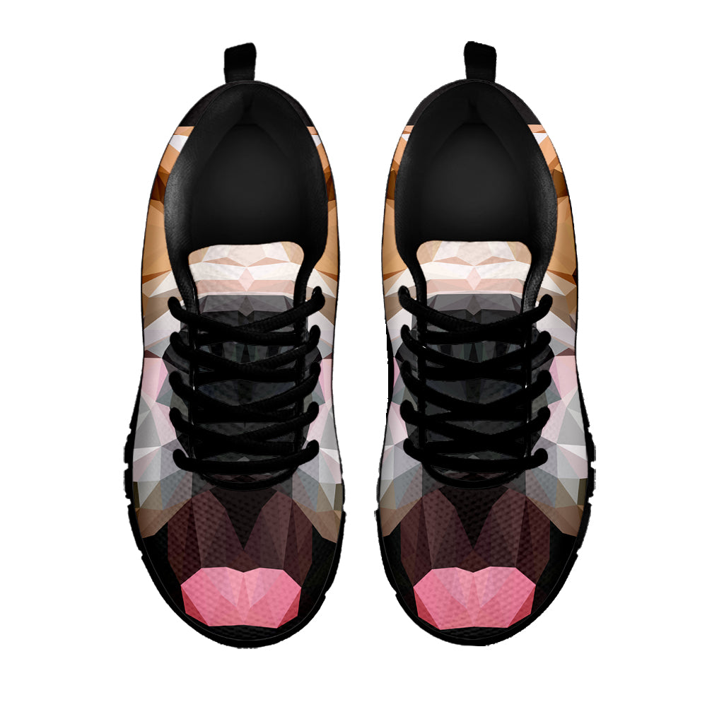 Geometric English Bulldog Print Black Sneakers
