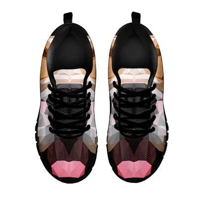 Geometric English Bulldog Print Black Sneakers